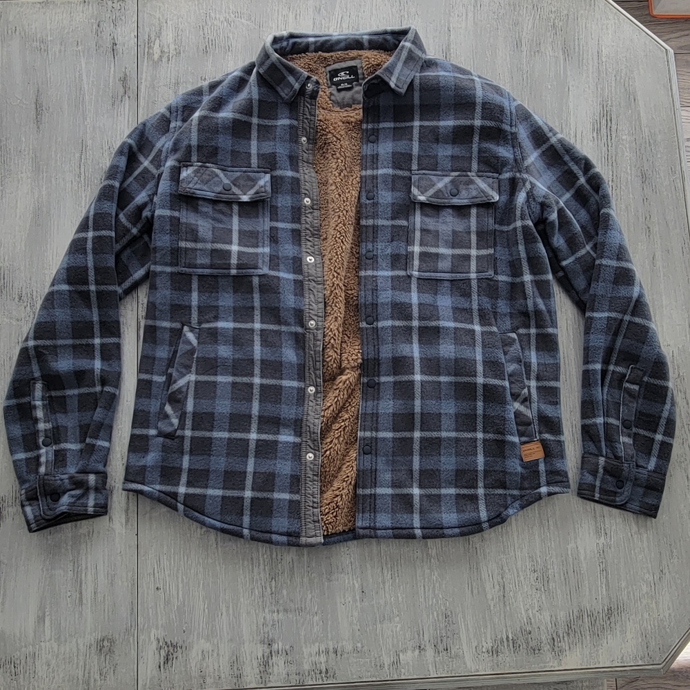 O'Neill Plaid Shirt Jacket with Fuzzy Brown Lining